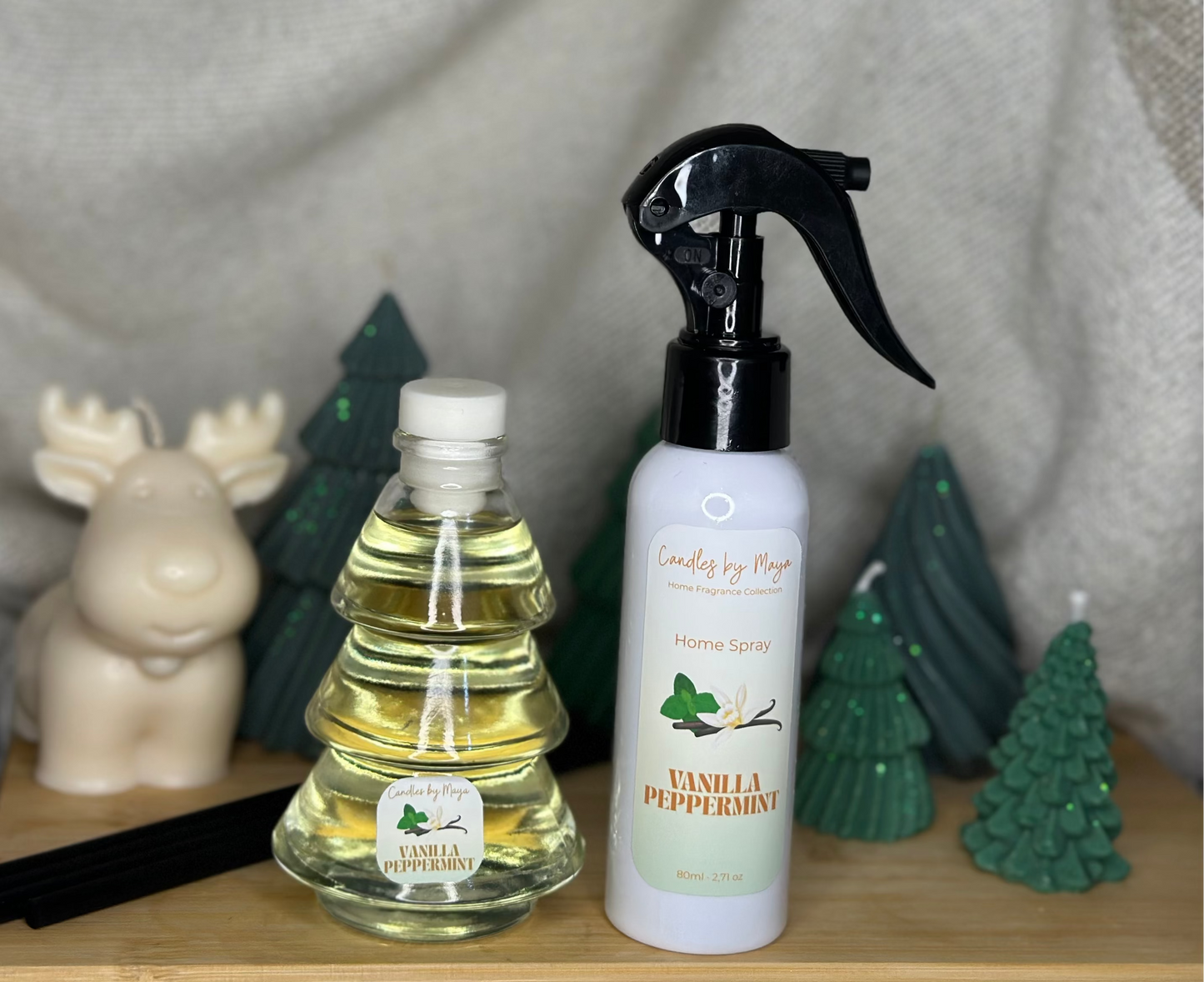 Vanilla peppermint - set reed diffuser & home spray